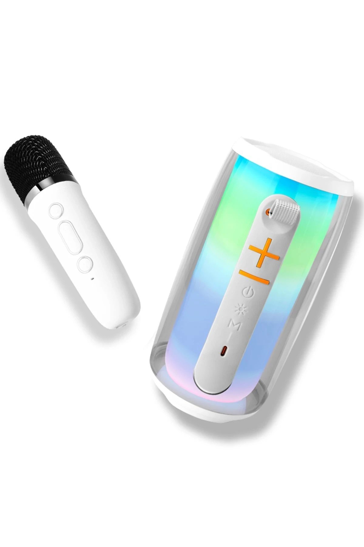 Pluse 6 Mikrofonlu RGB Kablosuz Hoparlör - Beyaz-(5796) - Görsel 2