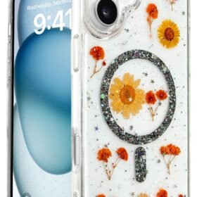 iPhone 16 Kılıf Daisy Simli Magsafe Kapak - Siyah-(5796)