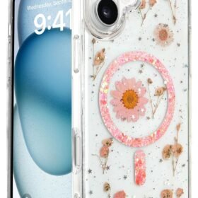 iPhone 16 Kılıf Daisy Simli Magsafe Kapak - Pembe-(5796)