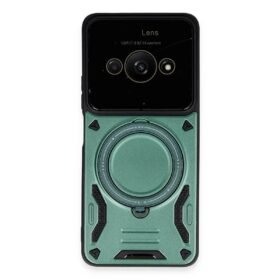 Xiaomi Poco C61 Kılıf Joy Lens Standlı Kapak - Koyu Yeşil-(5796)