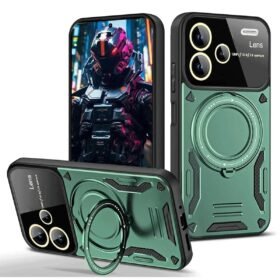 Xiaomi Redmi Note 13 Pro Plus Joy Lens Standlı Kapak - Koyu Yeşil-(5796)