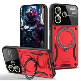 Xiaomi Redmi Note 13 Pro Plus Joy Lens Standlı Kapak - Kırmızı-(5796)