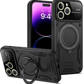 iPhone 16 Pro Kılıf Joy Lens Standlı Kapak - Siyah-(5796)