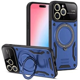 iPhone 16 Pro Max Kılıf Joy Lens Standlı Kapak - Lacivert-(5796)