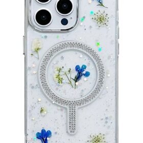 iPhone 15 Pro Flower Magsafe Kapak - Krem-(5796)