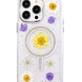iPhone 15 Pro Max Flower Magsafe Kapak - Sarı-(5796)