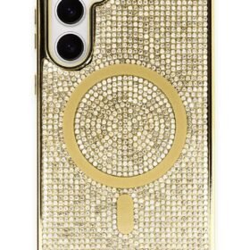 Samsung Galaxy S23 Kılıf Diamond Magsafe Kapak - Gold-(5796)