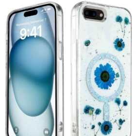 iPhone 7 Kılıf Daisy Simli Magsafe Kapak - Mavi-(5796)