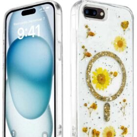 iPhone 7 Kılıf Daisy Simli Magsafe Kapak - Gold-(5796)