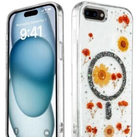 iPhone 7 Plus Kılıf Daisy Simli Magsafe Kapak - Siyah-(5796)