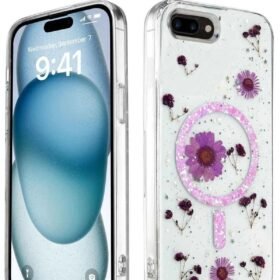 iPhone 7 Plus Kılıf Daisy Simli Magsafe Kapak - Mor-(5796)