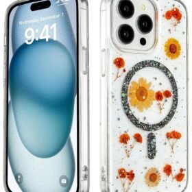 iPhone 14 Pro Kılıf Daisy Simli Magsafe Kapak - Siyah-(5796)