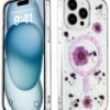 iPhone 15 Pro Max Kılıf Daisy Simli Magsafe Kapak - Mor-(5796)