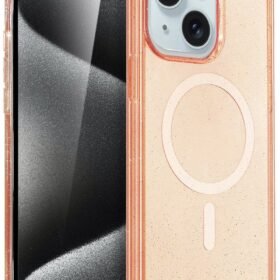 iPhone 15 Plus Kılıf Star Magsafe Kapak - Turuncu-(5796)