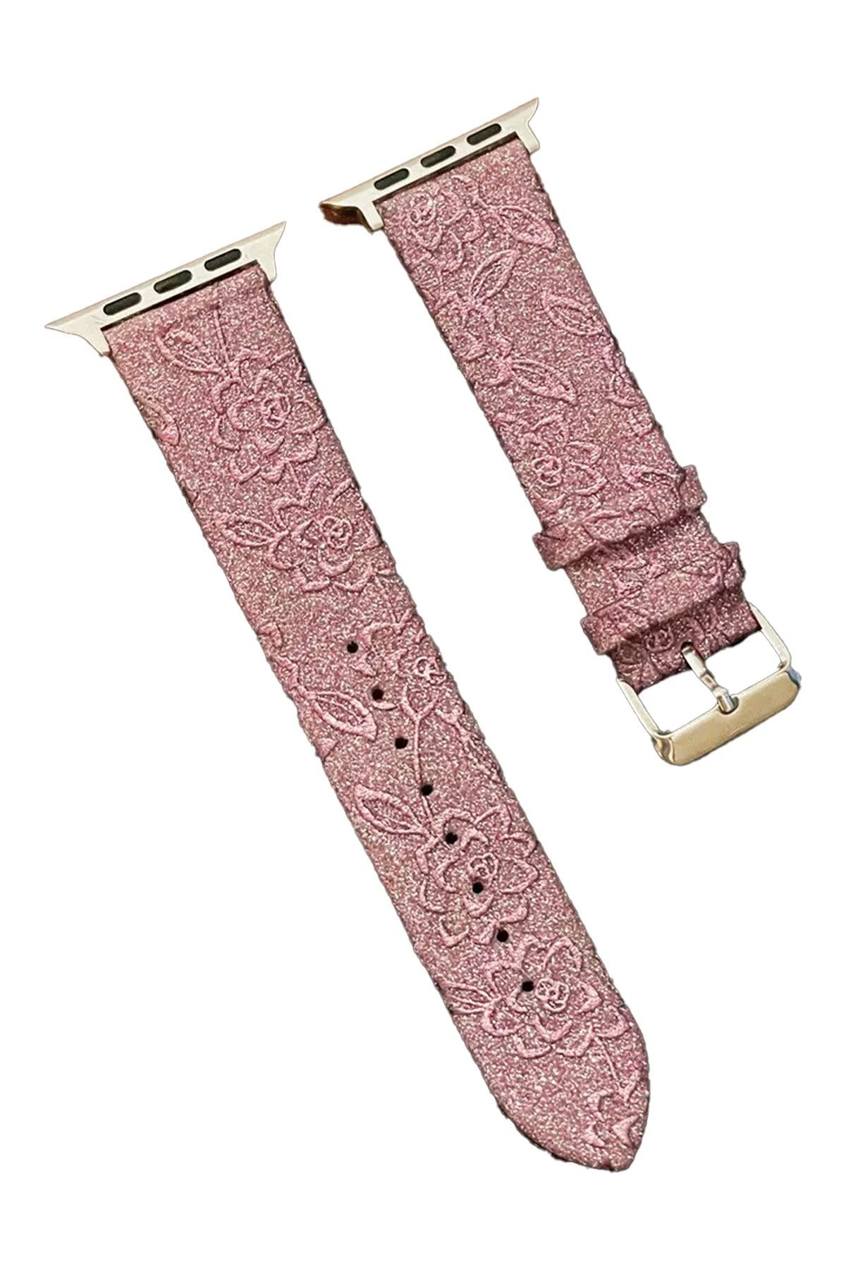 Apple Watch 38mm Creeper Desenli Kordon - Rose Gold-(5796)