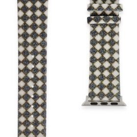 Apple Watch 38mm Karo Motif Kordon - Siyah-(5796)