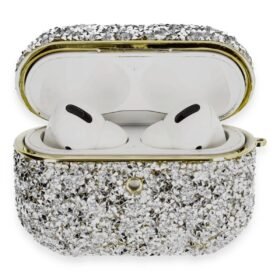 Airpods Pro 2 (2.nesil) Luz Taşlı Kılıf - Mavi-(5796)