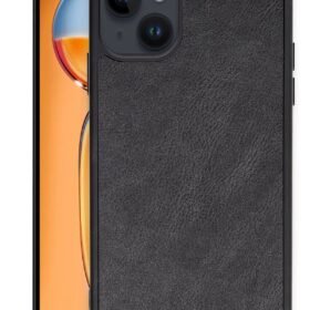 iPhone 14 Kılıf Aras Deri Kapak - Siyah-(5796)