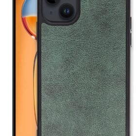 iPhone 14 Kılıf Aras Deri Kapak - Koyu Yeşil-(5796)