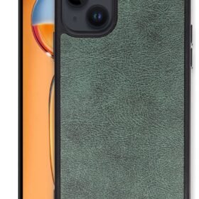 iPhone 15 Kılıf Aras Deri Kapak - Koyu Yeşil-(5796)