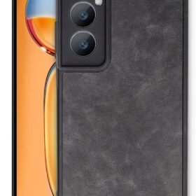 Realme C65 Kılıf Aras Deri Kapak - Siyah-(5796)