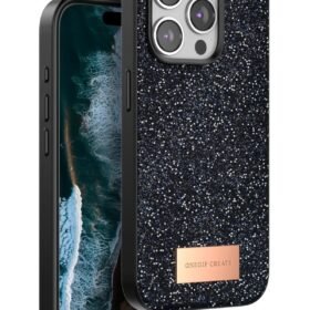 iPhone 14 Pro Max Bright Simli Kapak - Siyah-(5796)