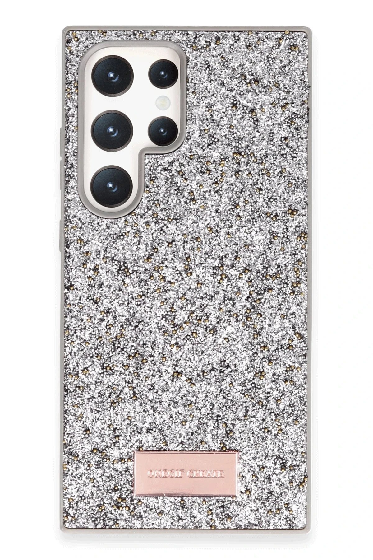 Samsung Galaxy S23 Ultra Bright Simli Kapak - Gümüş-(5796)