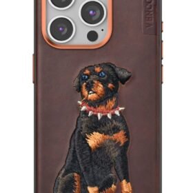 iPhone 15 Pro Perma Desenli Kapak - Koyu Kahve-(5796)