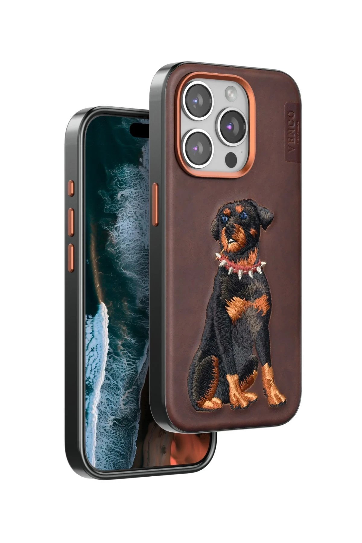 iPhone 15 Pro Perma Desenli Kapak - Koyu Kahve-(5796) - Görsel 2