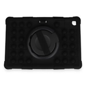 Samsung Galaxy Tab A9 Plus Kılıf Patpat El Tutma Aparatlı Standlı Tablet Silikon - Siyah-(5796)