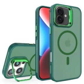 iPhone 16 Plus Flet Lens Magsafe Kapak - Koyu Yeşil-(5796)
