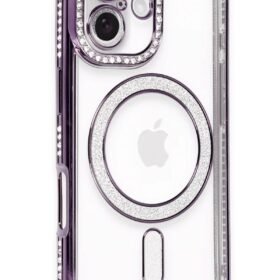 iPhone 16 Kılıf Joke Simli Magneticsafe Kılıf - Derin Mor-(5796)