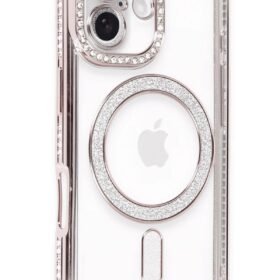 iPhone 16 Kılıf Joke Simli Magneticsafe Kılıf - Pembe-(5796)