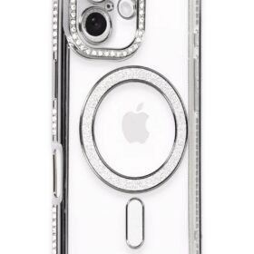 iPhone 16 Kılıf Joke Simli Magneticsafe Kılıf - Gri-(5796)