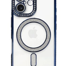 iPhone 16 Kılıf Joke Simli Magneticsafe Kılıf - Lacivert-(5796)