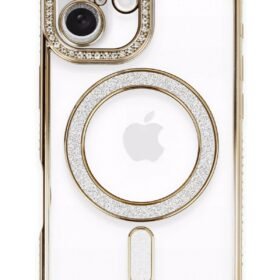 iPhone 16 Plus Kılıf Joke Simli Magneticsafe Kılıf - Gold-(5796)