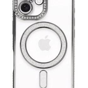 iPhone 16 Plus Kılıf Joke Simli Magneticsafe Kılıf - Gri-(5796)