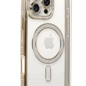 iPhone 16 Pro Kılıf Joke Simli Magneticsafe Kılıf - Gold-(5796)