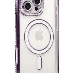 iPhone 16 Pro Kılıf Joke Simli Magneticsafe Kılıf - Derin Mor-(5796)