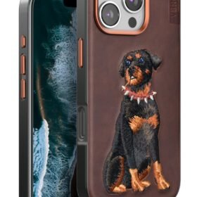 iPhone 16 Pro Perma Desenli Kapak - Koyu Kahve-(5796)