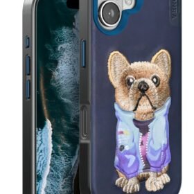 iPhone 16 Cute Desenli Kapak - Lacivert-(5796)