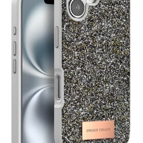 iPhone 16 Bright Simli Kapak - Gümüş-(5796)