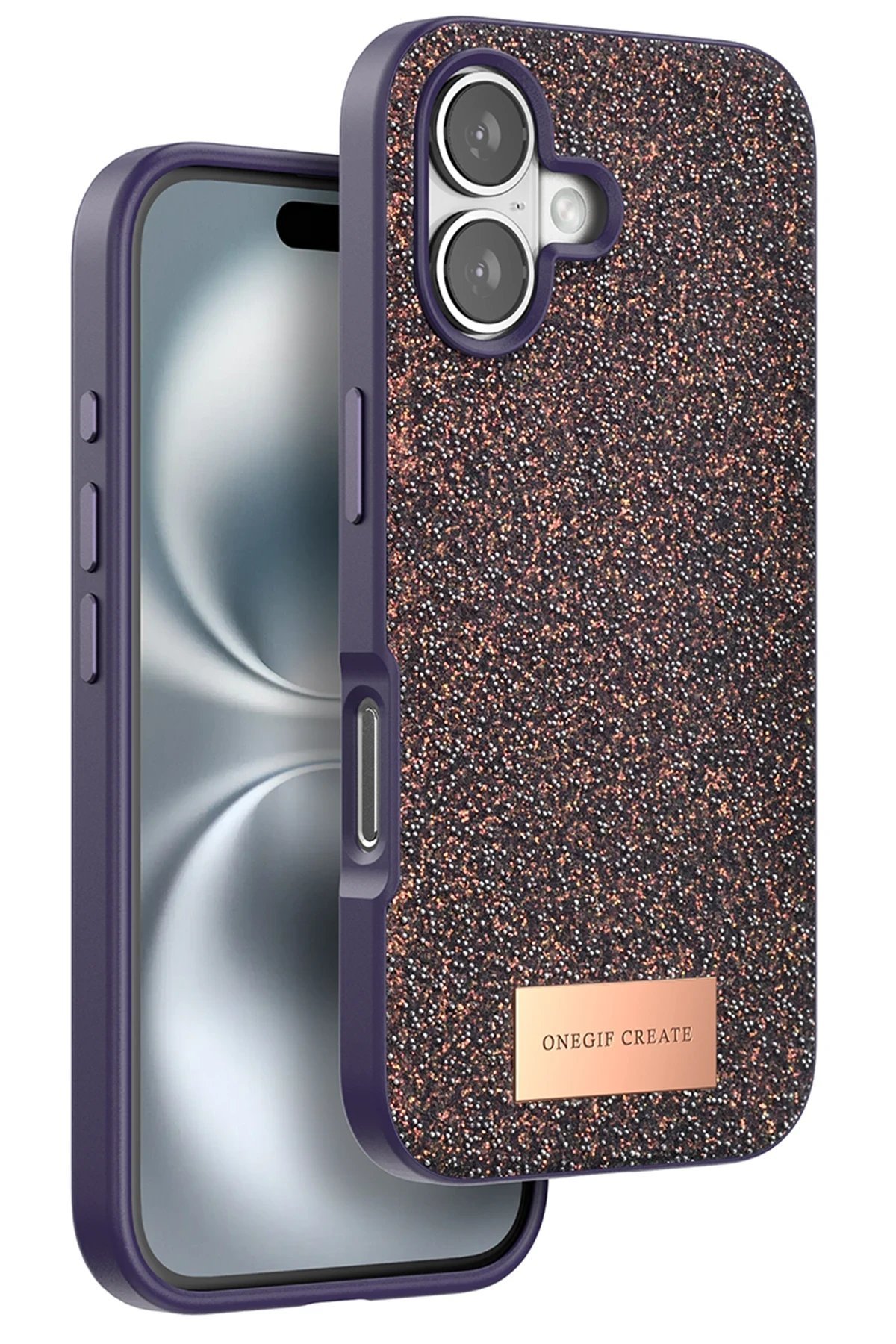 iPhone 16 Bright Simli Kapak - Derin Mor-(5796)