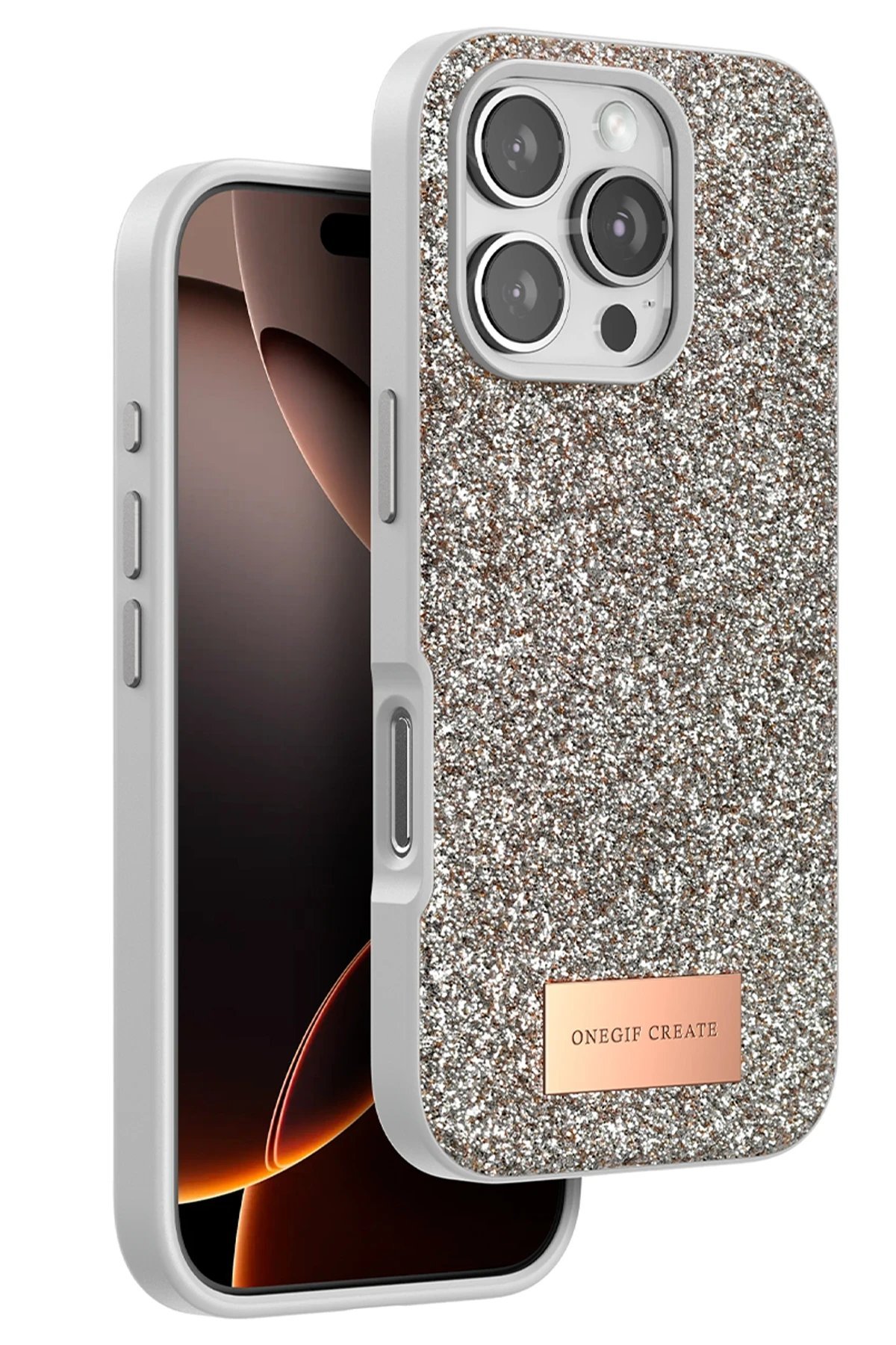 iPhone 16 Pro Bright Simli Kapak - Gold-(5796)