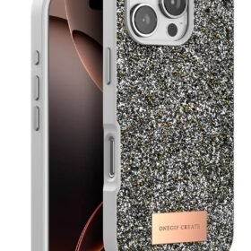 iPhone 16 Pro Max Bright Simli Kapak - Gümüş-(5796)