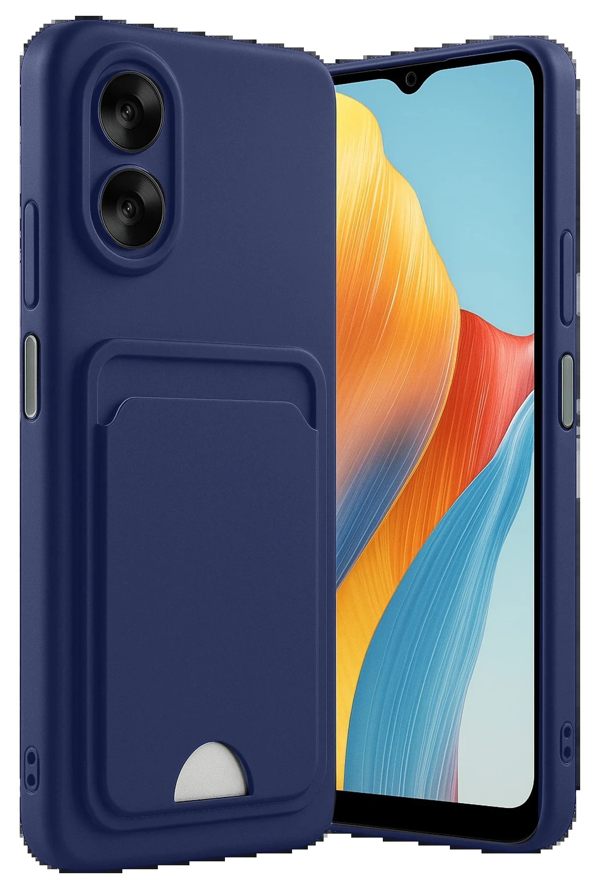 Oppo A38 Kılıf Kelvin Kartvizitli Silikon - Lacivert-(5796)