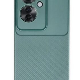 Oppo Reno 11F Kılıf Auto Focus Karbon Kapak - Koyu Yeşil-(5796)