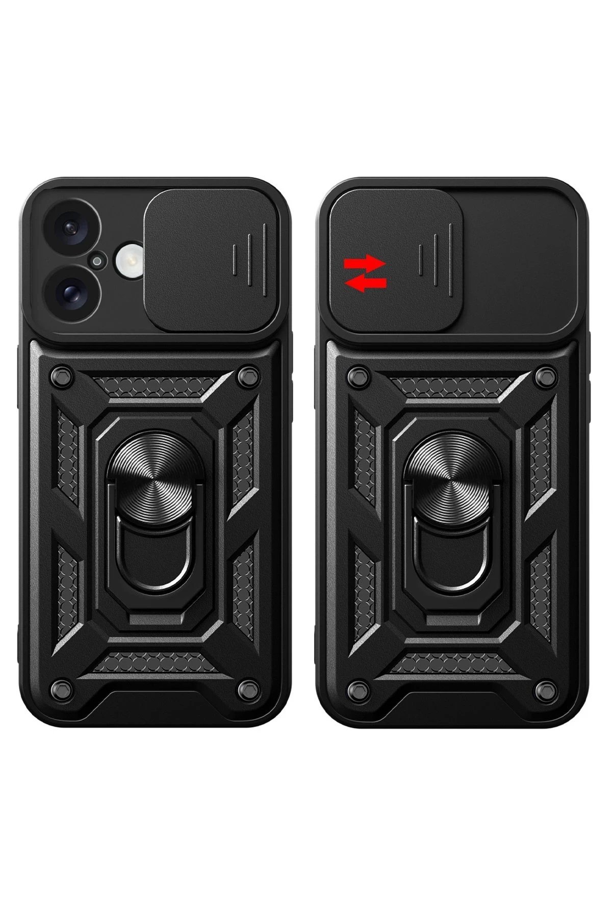 iPhone 16 Kılıf Pars Lens Yüzüklü Silikon - Siyah-(5796) - Görsel 2