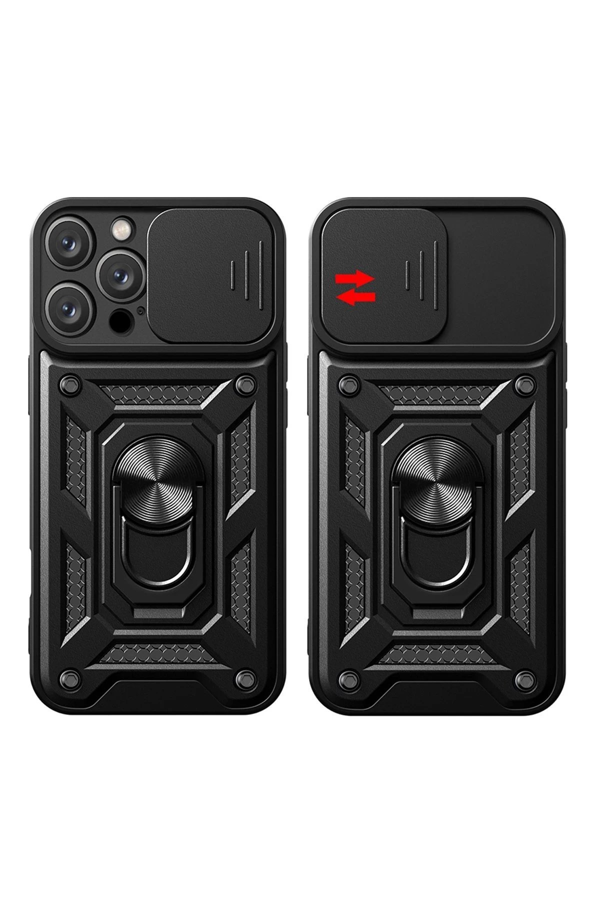 iPhone 16 Pro Kılıf Pars Lens Yüzüklü Silikon - Lacivert-(5796) - Görsel 2