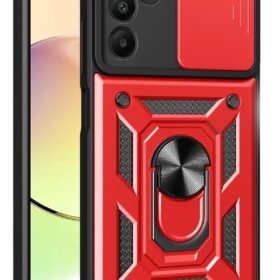 Samsung Galaxy M15 Kılıf Pars Lens Yüzüklü Silikon - Kırmızı-(5796)